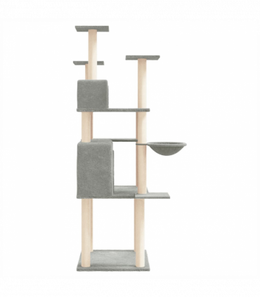vidaXL Cat Tree with Sisal Scratching Posts Light Grey 166 cm