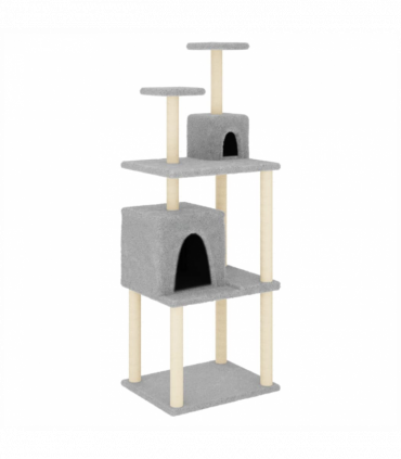 vidaXL Cat Tree with Sisal Scratching Posts Light Grey 167 cm