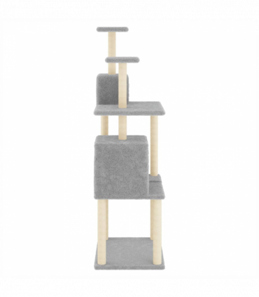 vidaXL Cat Tree with Sisal Scratching Posts Light Grey 167 cm