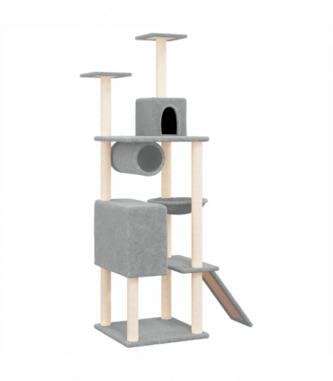 vidaXL Cat Tree with Sisal Scratching Posts Light Grey 168 cm
