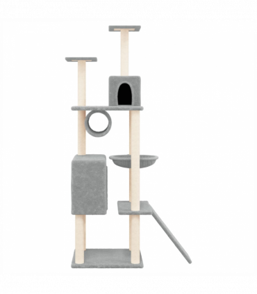 vidaXL Cat Tree with Sisal Scratching Posts Light Grey 168 cm
