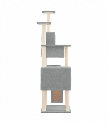 vidaXL Cat Tree with Sisal Scratching Posts Light Grey 168 cm