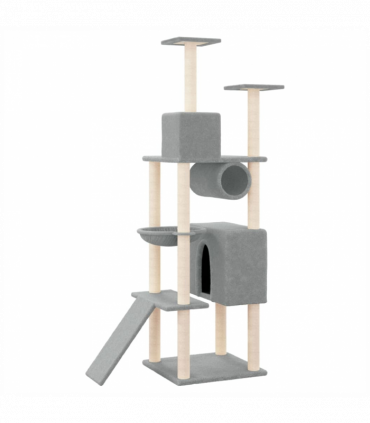 vidaXL Cat Tree with Sisal Scratching Posts Light Grey 168 cm