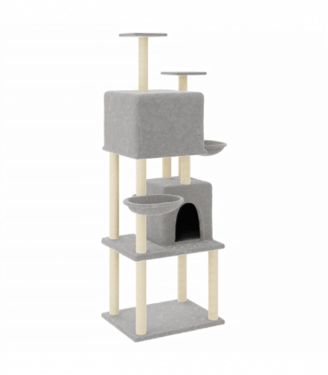 vidaXL Cat Tree with Sisal Scratching Posts Light Grey 180 cm