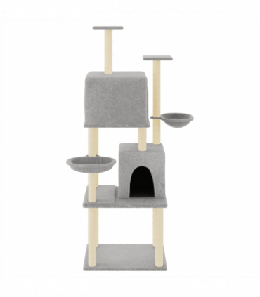 vidaXL Cat Tree with Sisal Scratching Posts Light Grey 180 cm