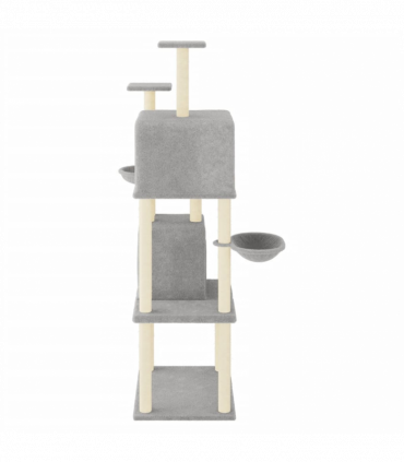 vidaXL Cat Tree with Sisal Scratching Posts Light Grey 180 cm