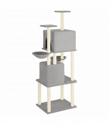 vidaXL Cat Tree with Sisal Scratching Posts Light Grey 180 cm