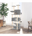 vidaXL Cat Tree with Sisal Scratching Posts Light Grey 180 cm