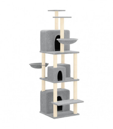 vidaXL Cat Tree with Sisal Scratching Posts Light Grey 180 cm