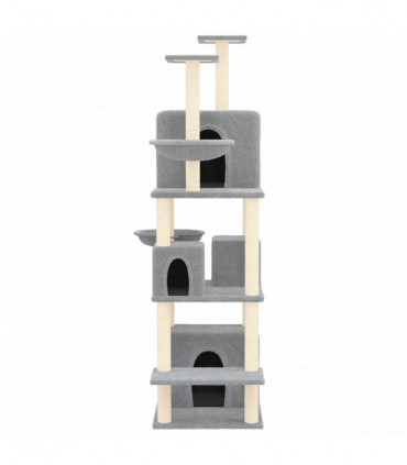 vidaXL Cat Tree with Sisal Scratching Posts Light Grey 180 cm