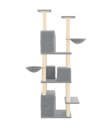 vidaXL Cat Tree with Sisal Scratching Posts Light Grey 180 cm