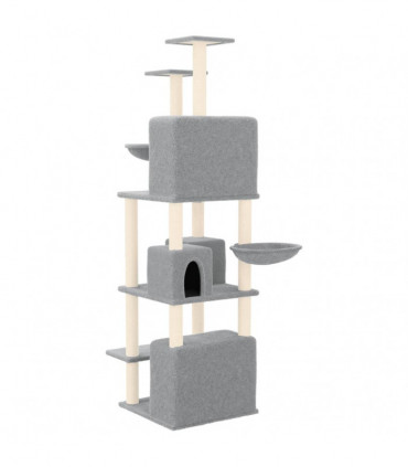 vidaXL Cat Tree with Sisal Scratching Posts Light Grey 180 cm