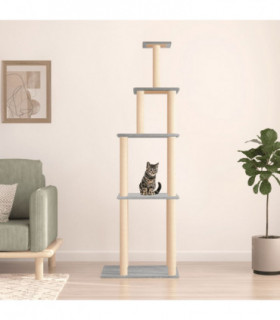 vidaXL Cat Tree with Sisal Scratching Posts Light Grey 183 cm