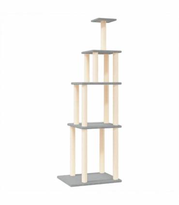 vidaXL Cat Tree with Sisal Scratching Posts Light Grey 183 cm