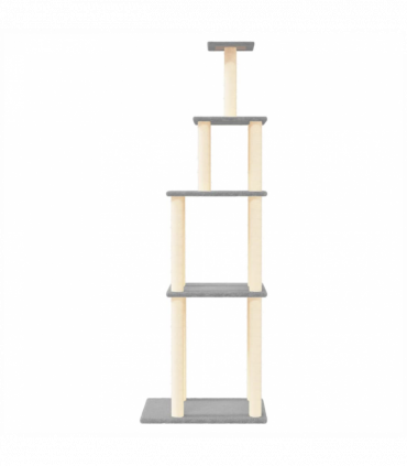 vidaXL Cat Tree with Sisal Scratching Posts Light Grey 183 cm