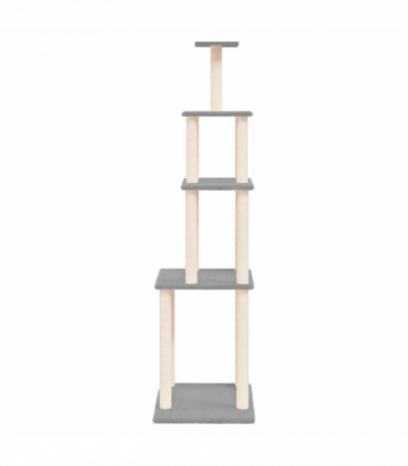 vidaXL Cat Tree with Sisal Scratching Posts Light Grey 183 cm