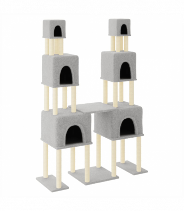 vidaXL Cat Tree with Sisal Scratching Posts Light Grey 199 cm