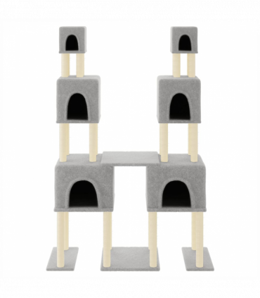 vidaXL Cat Tree with Sisal Scratching Posts Light Grey 199 cm