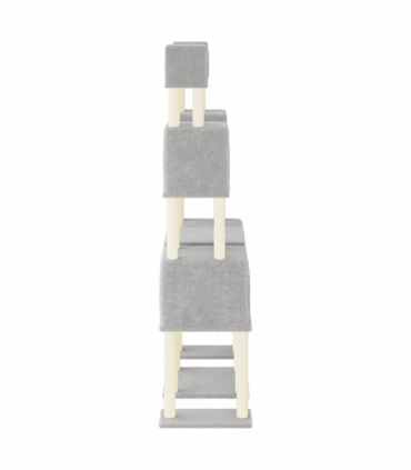 vidaXL Cat Tree with Sisal Scratching Posts Light Grey 199 cm