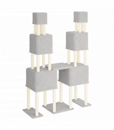 vidaXL Cat Tree with Sisal Scratching Posts Light Grey 199 cm