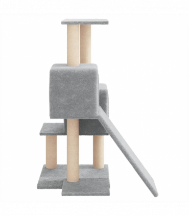 vidaXL Cat Tree with Sisal Scratching Posts Light Grey 82 cm