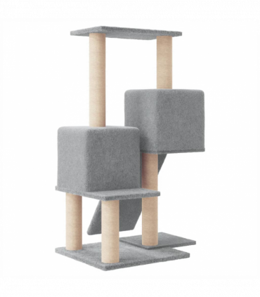 vidaXL Cat Tree with Sisal Scratching Posts Light Grey 82 cm