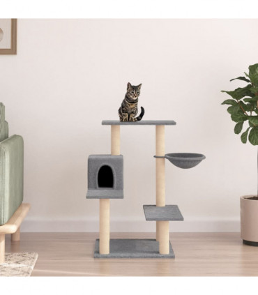 vidaXL Cat Tree with Sisal Scratching Posts Light Grey 82.5 cm