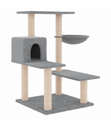 vidaXL Cat Tree with Sisal Scratching Posts Light Grey 82.5 cm