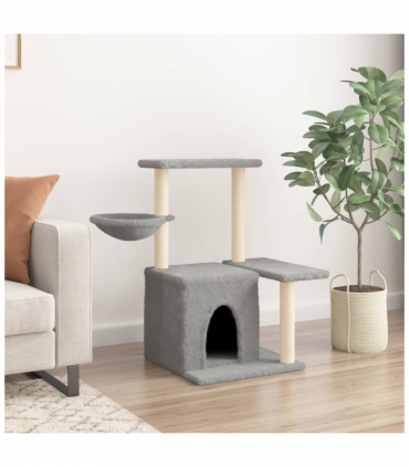 vidaXL Cat Tree with Sisal Scratching Posts Light Grey 83 cm