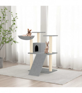vidaXL Cat Tree with Sisal Scratching Posts Light Grey 83 cm
