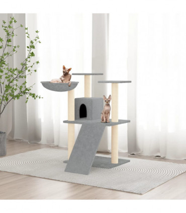 vidaXL Cat Tree with Sisal Scratching Posts Light Grey 83 cm