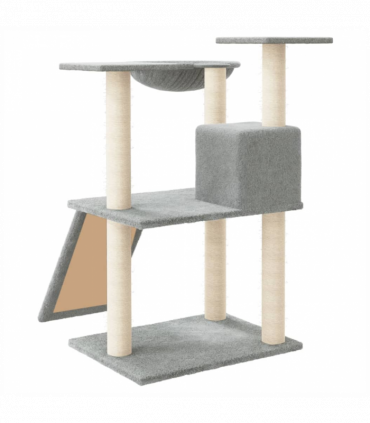 vidaXL Cat Tree with Sisal Scratching Posts Light Grey 83 cm
