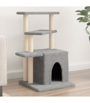 vidaXL Cat Tree with Sisal Scratching Posts Light Grey 83.5 cm