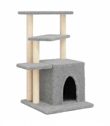 vidaXL Cat Tree with Sisal Scratching Posts Light Grey 83.5 cm