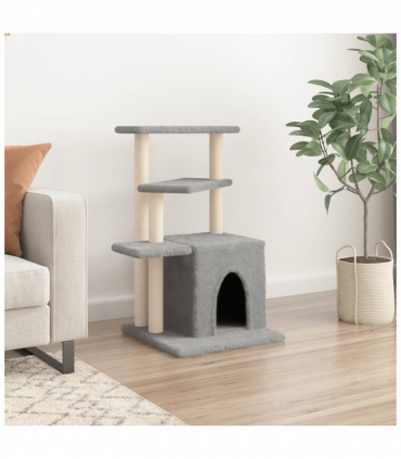 vidaXL Cat Tree with Sisal Scratching Posts Light Grey 83.5 cm