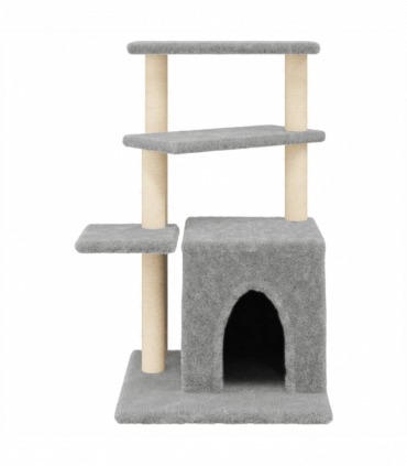 vidaXL Cat Tree with Sisal Scratching Posts Light Grey 83.5 cm
