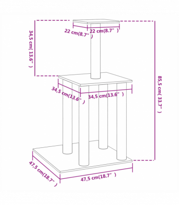vidaXL Cat Tree with Sisal Scratching Posts Light Grey 85.5 cm