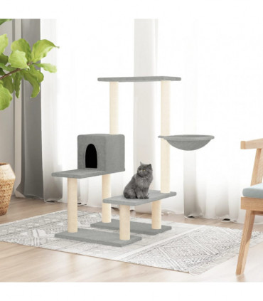 vidaXL Cat Tree with Sisal Scratching Posts Light Grey 94.5 cm