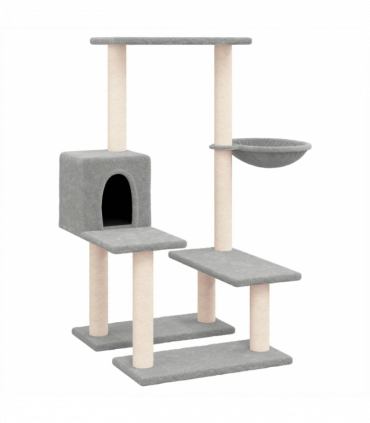 vidaXL Cat Tree with Sisal Scratching Posts Light Grey 94.5 cm