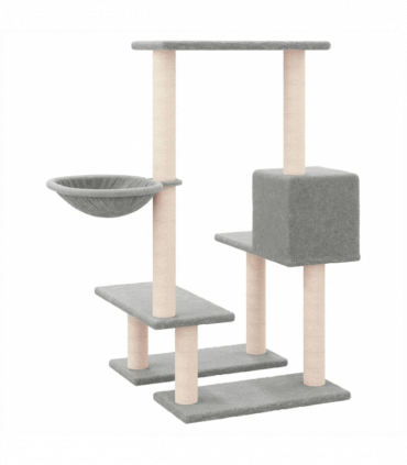 vidaXL Cat Tree with Sisal Scratching Posts Light Grey 94.5 cm