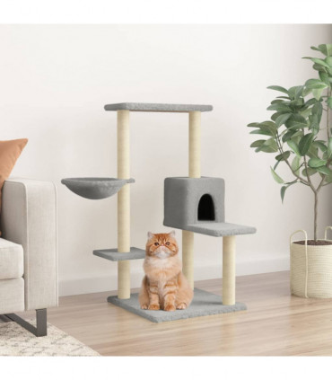vidaXL Cat Tree with Sisal Scratching Posts Light Grey 95 cm