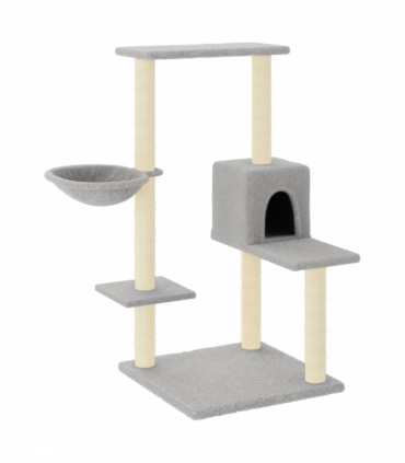 vidaXL Cat Tree with Sisal Scratching Posts Light Grey 95 cm