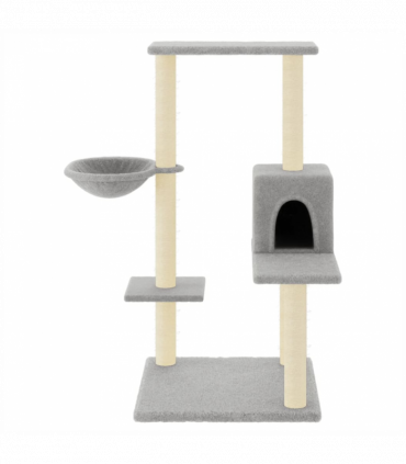 vidaXL Cat Tree with Sisal Scratching Posts Light Grey 95 cm