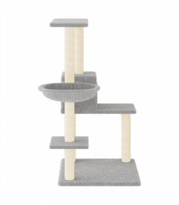 vidaXL Cat Tree with Sisal Scratching Posts Light Grey 95 cm