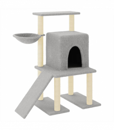 vidaXL Cat Tree with Sisal Scratching Posts Light Grey 96.5 cm