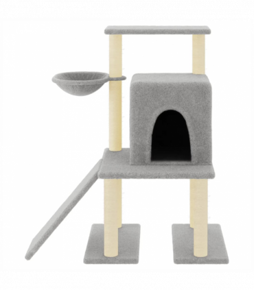 vidaXL Cat Tree with Sisal Scratching Posts Light Grey 96.5 cm