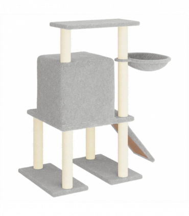 vidaXL Cat Tree with Sisal Scratching Posts Light Grey 96.5 cm