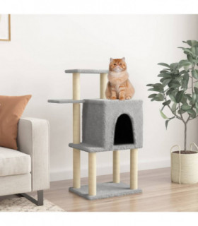 vidaXL Cat Tree with Sisal Scratching Posts Light Grey 97 cm