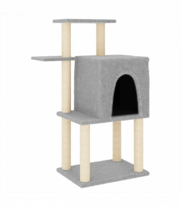 vidaXL Cat Tree with Sisal Scratching Posts Light Grey 97 cm