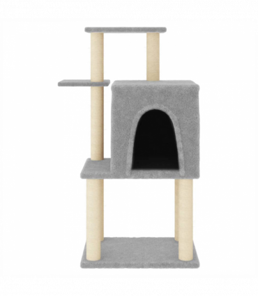 vidaXL Cat Tree with Sisal Scratching Posts Light Grey 97 cm